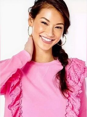 Lilly Pulitzer Deva Ruffle Pink Sweatshirt XL